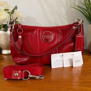 Coach Vintage Y2K F15141 Signature Red Patent Leather Demi Crossbody Handbag